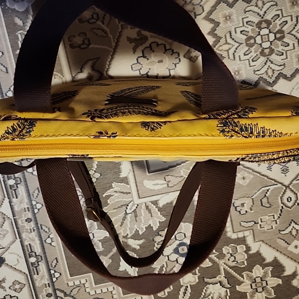 Lucky Brand padded Laptop Canvas Bag carry/crossbody blue feather pattern rare! - Picture 7 of 16